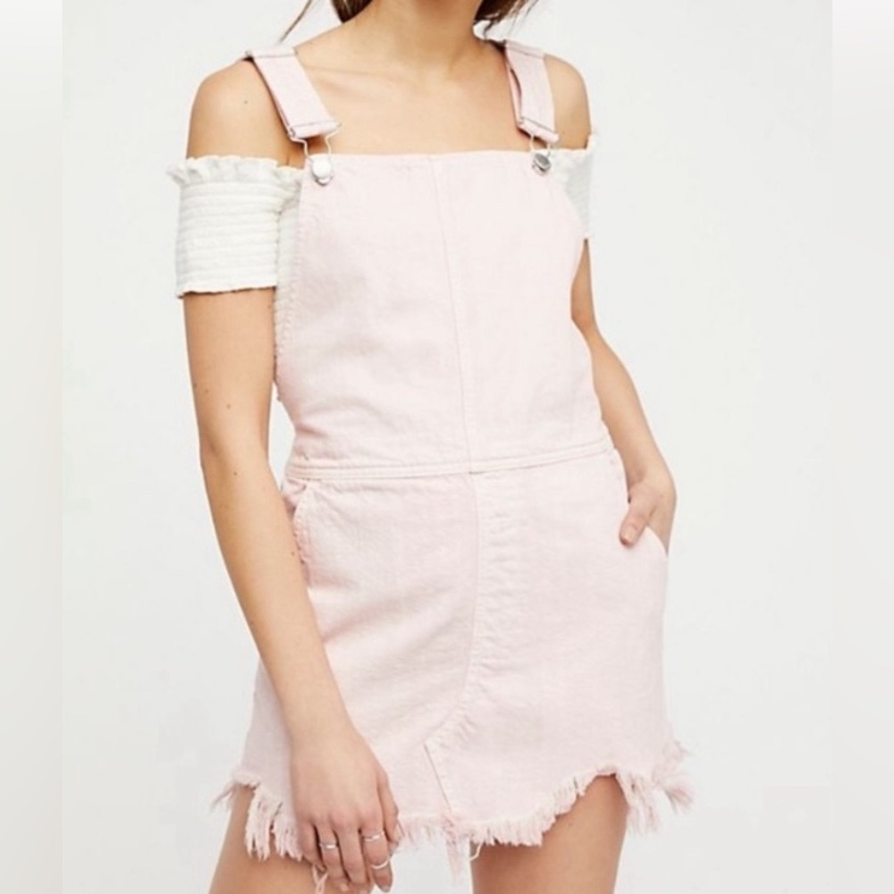 Free People Dusty Rose Distressed Jumper Cutoff Skirt Size 0